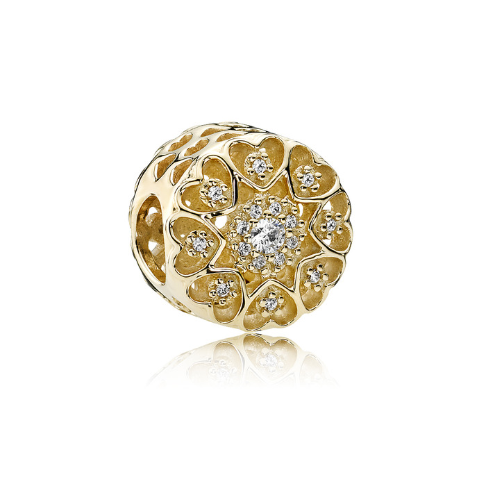 PANDORA 閃耀情心鋯石14K金串飾 NT$14680